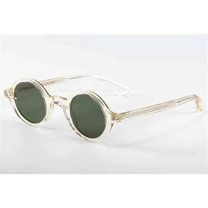 Acetate Vintage Circle Polarised Solglasögon Män Gregory Peck Brand Design Clear Round Sun Glasses Women Retro Shades Zolman250C