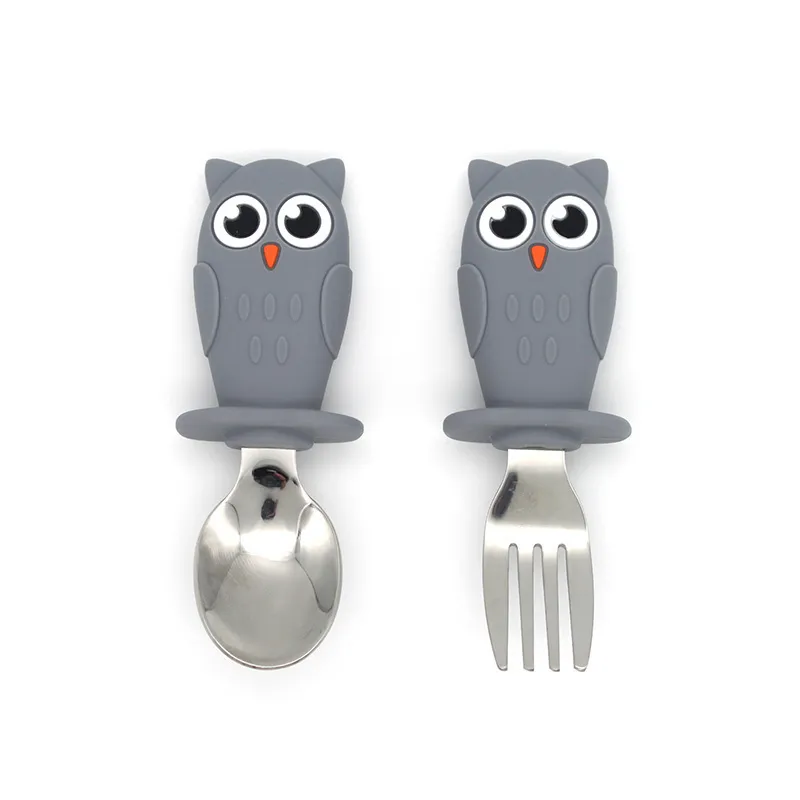 bebek gadgets sofra takımı set çocuklar kaplar paslanmaz çelik yürümeye başlayan çocuk yemek takımı çatal bıçak takımı karikatür bebek besleme kaşık fork 220715