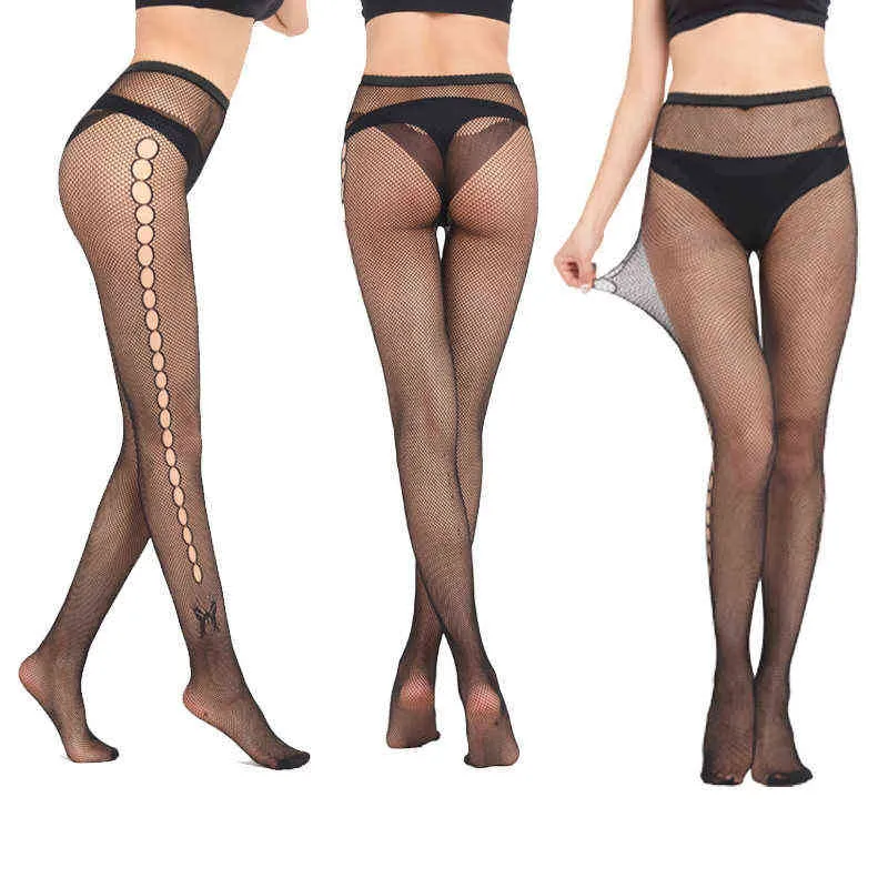Womens Sexy Fishnet Tights Jacquard Weave Seamless Pantyhose Yarns Garter Grid Fish Net Stockings Hose Sexy Lingerie Plus Size T220808