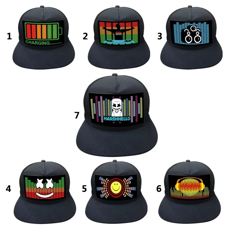Бейсбольная кепка унисекс со звуковой активацией, DJ светодиодная мигающая шляпа со съемным Sn для вечеринки, косплея, маскарада 2205279095726