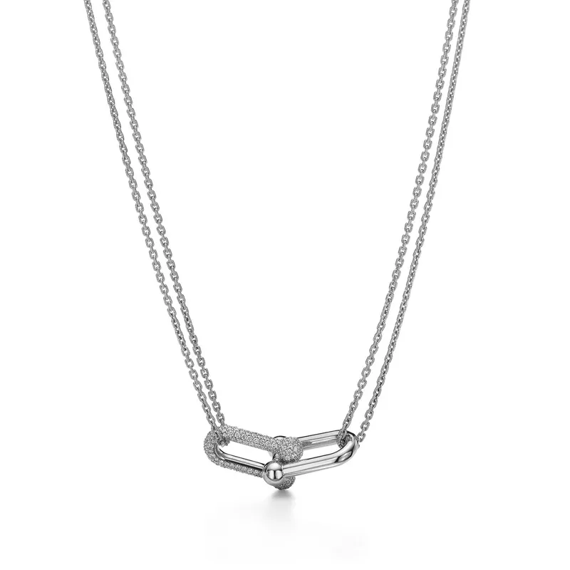 NIEUWE Mode 100% 925 Sterling Zilveren Ketting Hanger Hart Kralen Link Chain Rose Gold Design Kettingen Voor Vrouwen Luxe Sieraden O253p