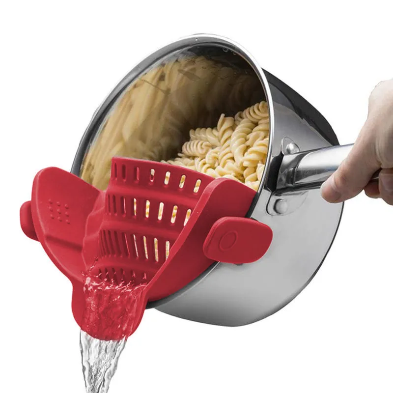 Silicone Cuisine Passoire Clip Pan Drain Rack Bol Entonnoir Riz Pâtes Légumes Lavage Passoire Drainage Excès de Liquide Univers 220727