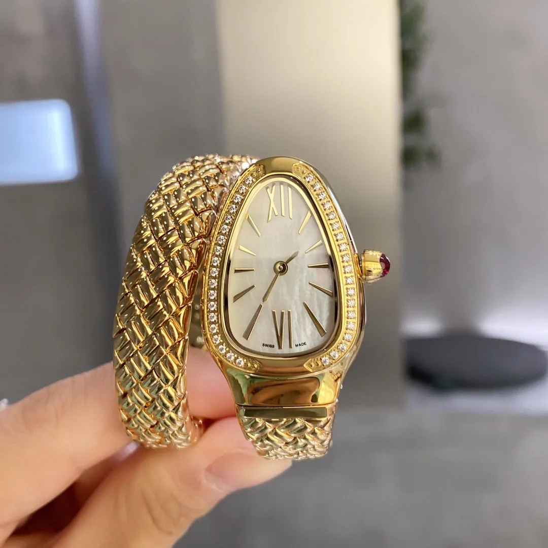 Relógios de designer de luxo relógio para mulher serpentina diamantes memória interna primavera material249k