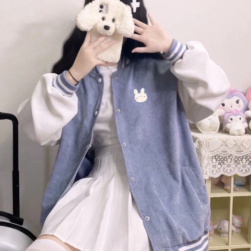 Automne japonais couleur blocage veste de Baseball fille douce kawaii femme étudiante coréenne lâche Cardigan pull veste 220816