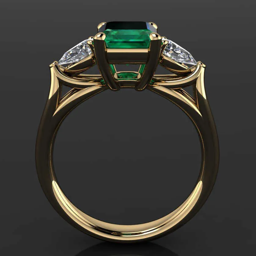 14K guld smycken grön smaragd ring för kvinnor bague diamant bizuteria anillos de ren smaragd ädelsten 14k guldring för kvinnor y1165873