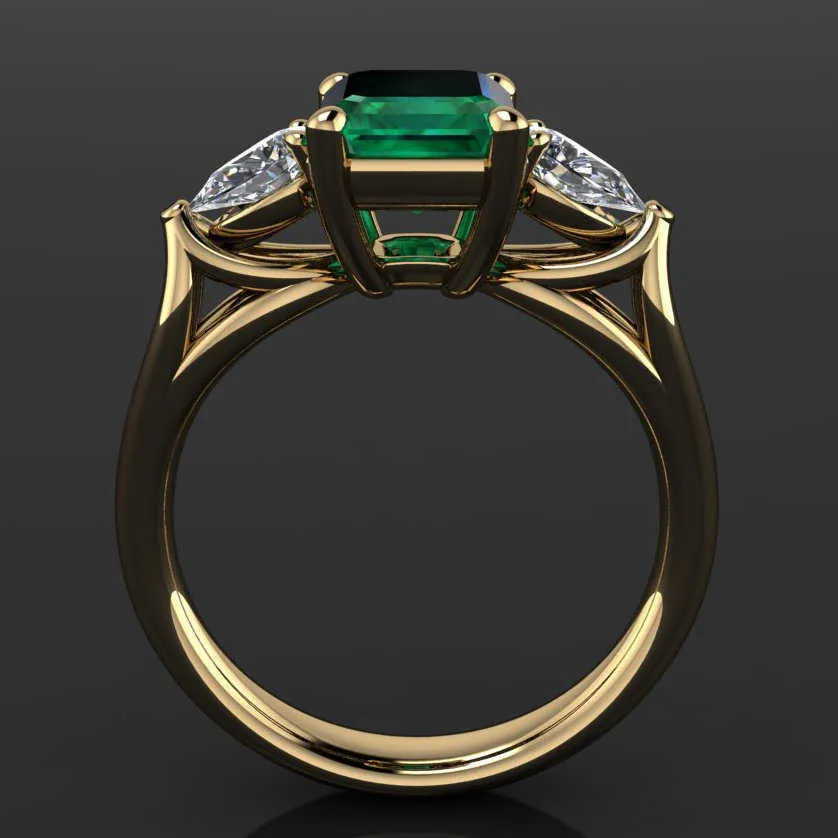 Joyería de oro de 14 k Anillo de esmeralda verde para mujer Bague Diamant Bizuteria Anillos De Pure Emerald Gemstone Anillo de oro de 14 k para mujeres Y4791049