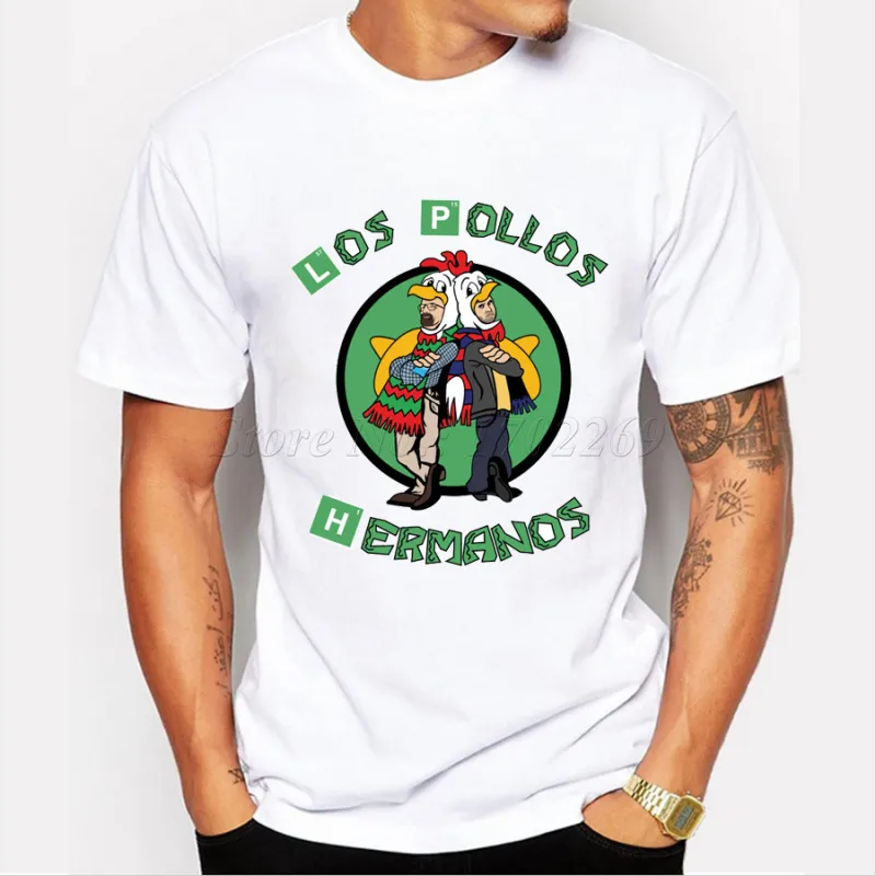 Мужская модная рубашка Break Bad Los Pollos Hermanos футболка курица Brothers Tie Tee Tee Hipster Tops 220606