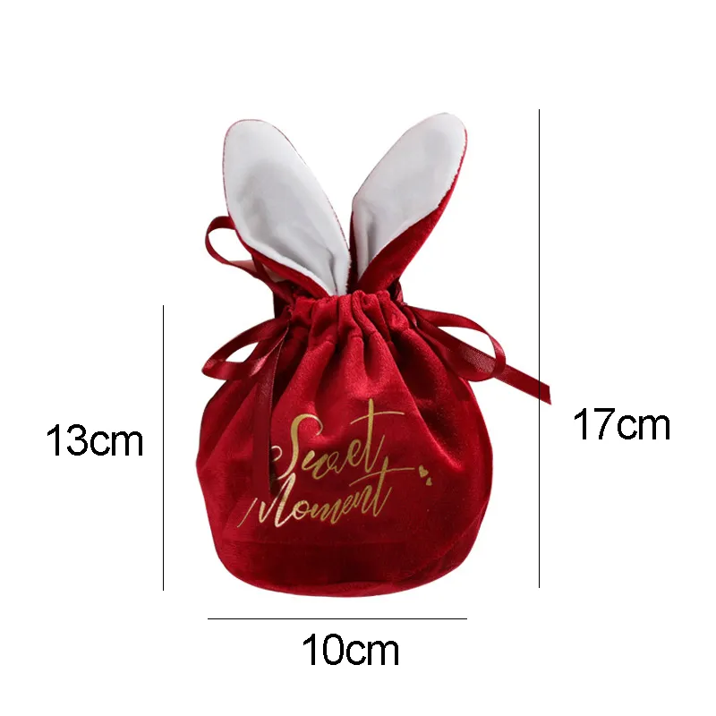 Easter Rabbit Ears Velvet Gift Bag Packaging Candy Chocolate Bag Jewelry Organizer Sweet Moment Wedding Party Favors Pouches 220527