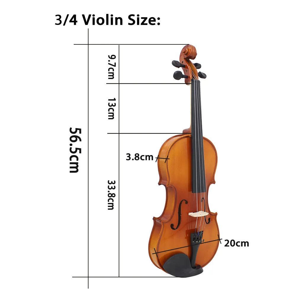 Usta doğal renk parlak keman kaplan dokusu, ambalaj aksesuarları ile masif ahşap keman müzik aleti