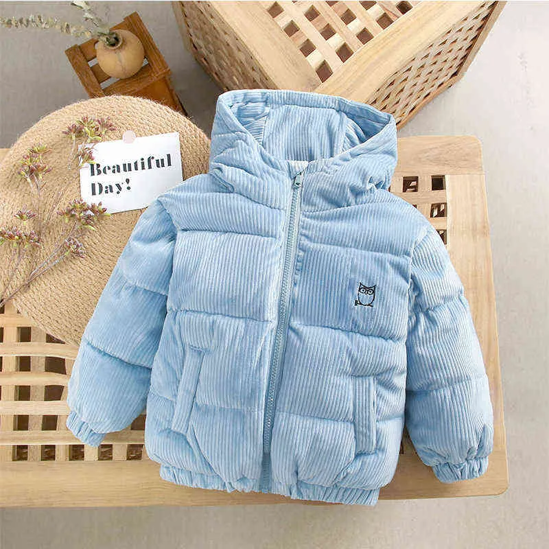 2-8-jarige nieuwe baby winter corduroy broodjas kinderjas neerkozingen jongens winter parka kinderen massieve katoenjack j220718