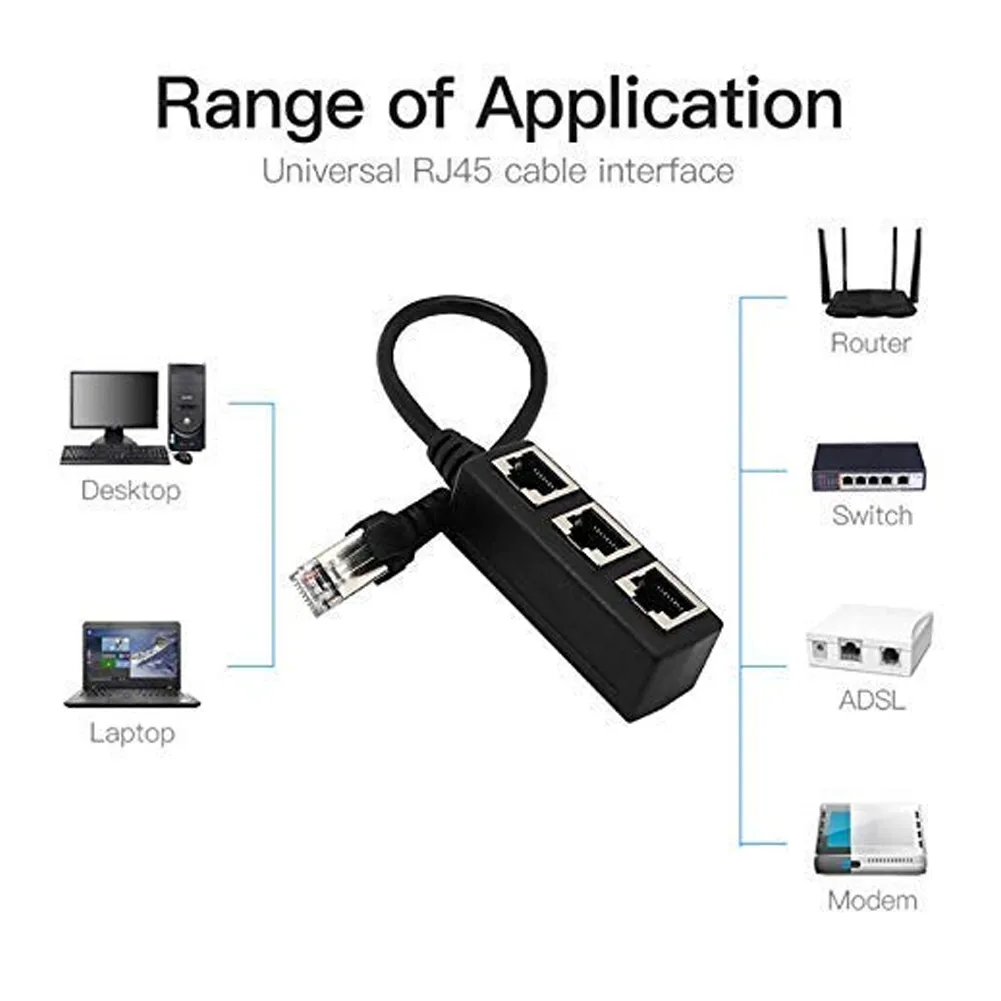 RJ45 LAN Ethernet Ayırıcı Kablo 1 Erkek - 3 Kadın Ağ Hubları Süper Cat5 Cat5e Cat6 Cat7 İnternet Bağlantı Bağlayıcı İletişim