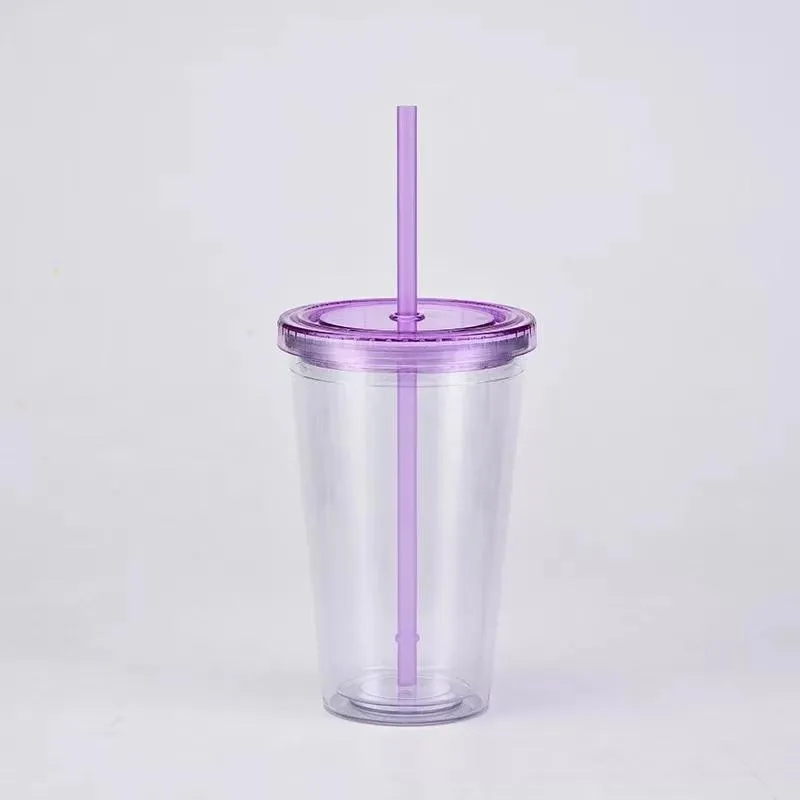 マグカップアクリル透明な二重壁タンブラー断熱プラスチックカップ冷たい飲み物飲料マグカップはStrawsMugs227mで再利用可能