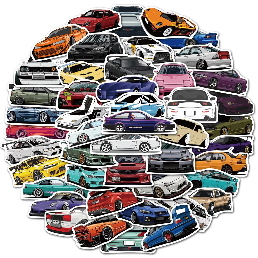Waterproof sticker 50/Cool Sports Racing Car Stickers for Bumper Bicycle Helmet Luggage Snowboard Vinyl Decals Sticker Bomb JDM Styling Car stickers