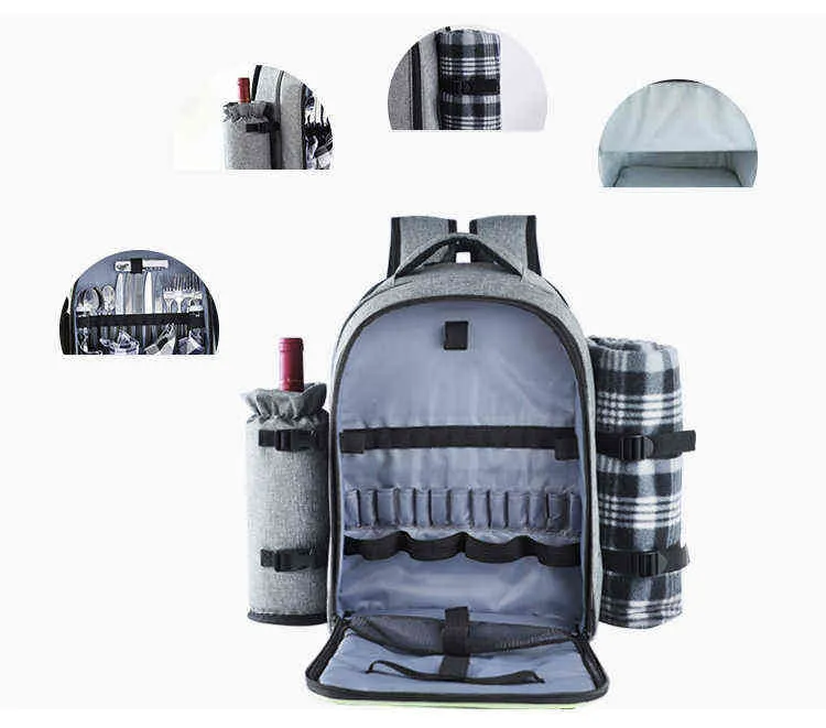 Picknick rugzakmand draagbare koeler geïsoleerde doos reis lunch bbq camping outdoor picnic tas waterdicht y220524