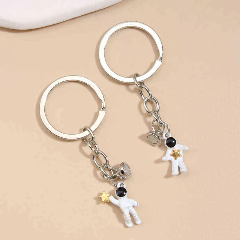 Keychain Astronaut Star New Design Magnetic Button Gift For Couple Friend Handmade