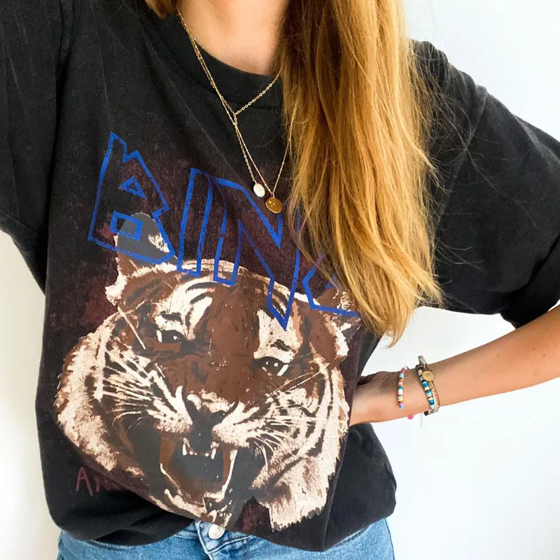 Tiger grafisch tee t -shirt dames zomer kleding los katoenen t -shirt vintage streetwear tops shirts 220527