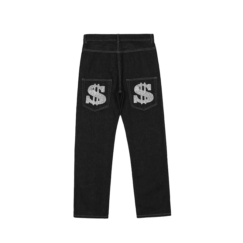 Mem Harajuku Sokak Giyim için Bronz Kot Pantolon Düz Retro Yırtık Günlük Denim Pantolon Bolca Yıkanmış Jean Pants 220804