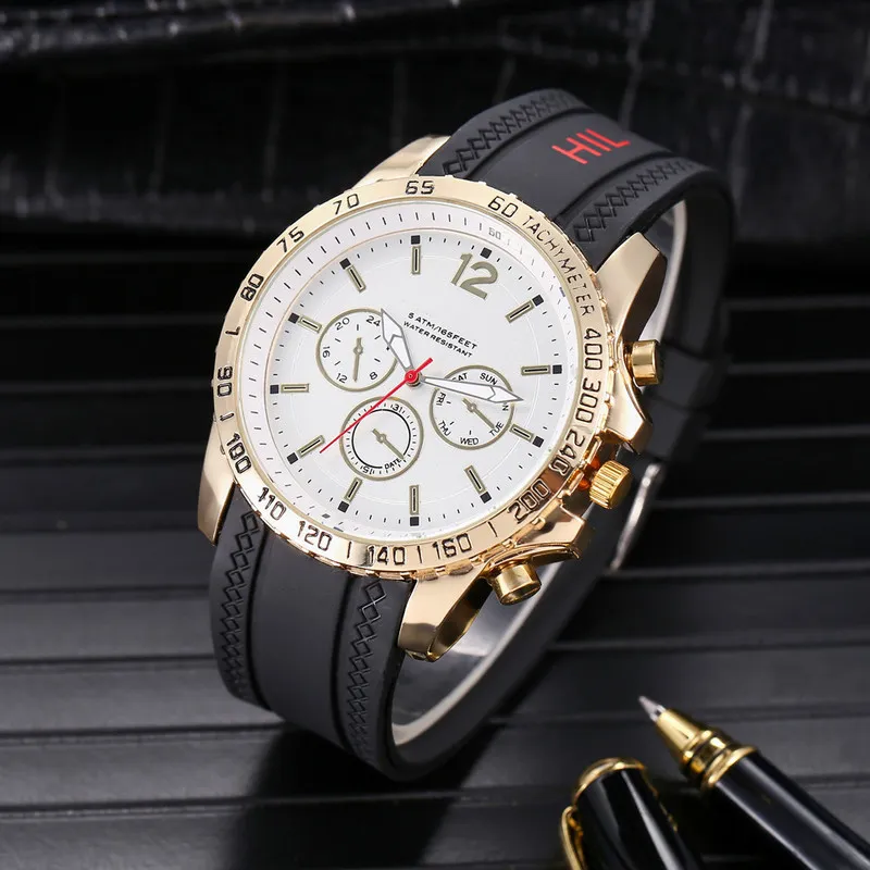 Montres de marque célèbres pour hommes Luxury Big Dial Male Watch Silicone Band Quartz Wristwatches Sport Clock Hifig Reloj Hombre 220517