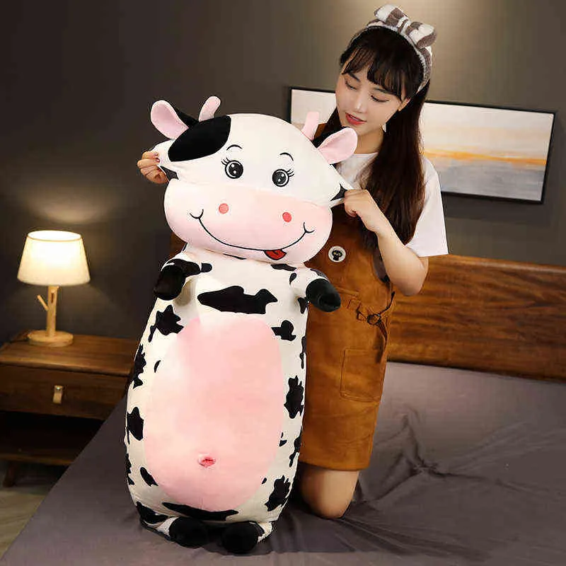 Pc Cm Beautiful Milk Cow Plush Toy Cartoon Cuddly Animal Cattle Dolls Sleeping Pillow for Baby Girls Birthday Gifts J220704