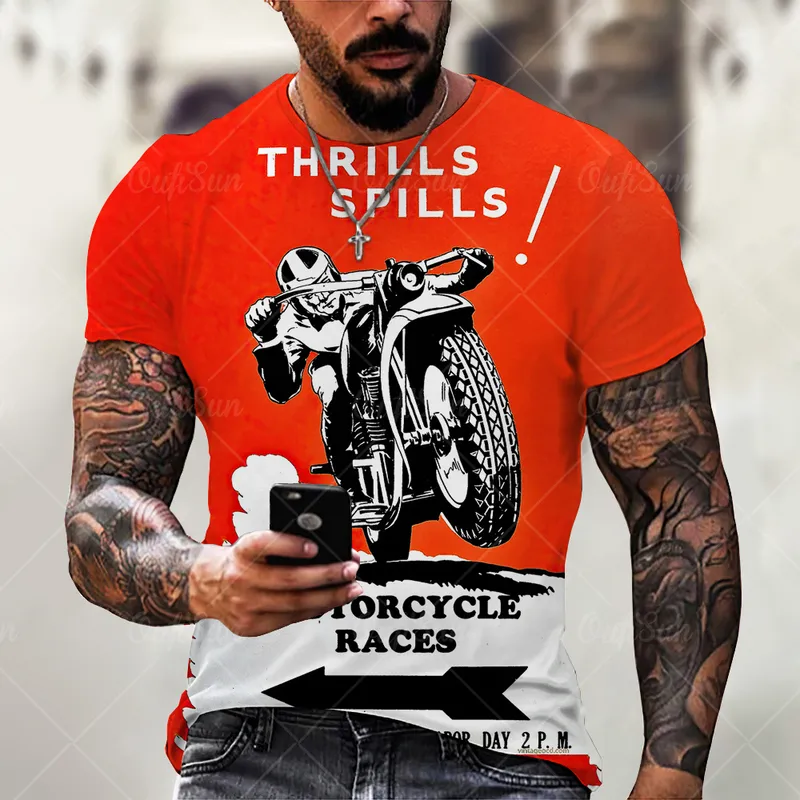 Modna Route 66 z motocyklową męską Tshirt Lato Oneck krótkie topy TEES dla mężczyzny ponadwymiarowa koszulka vintage odzież 220607