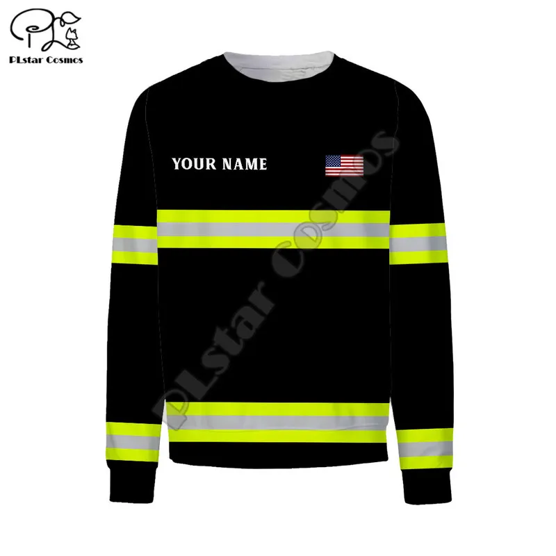 PLstar Cosmos Firemen Firefighters Customized Name 3D Printed Hoodies Sweatshirts Zip Hooded For Men Women Casual Streetwear F05 220707