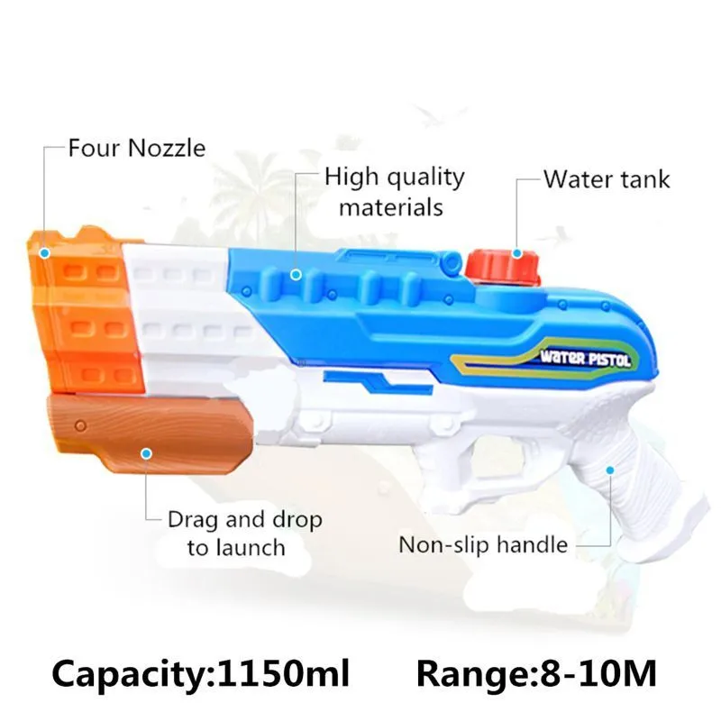 Pistolet à eau Soaker 4 buses Blaster combat piscine jouets de plage 220715