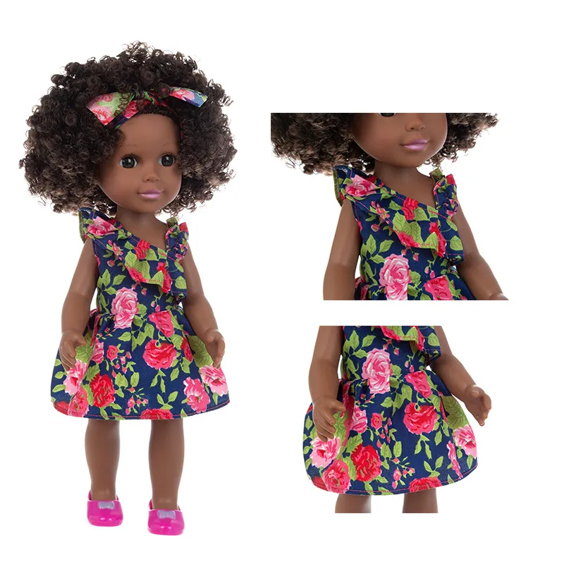 35cm multi style Africain noir bébé explosion tête peau jouet 220707