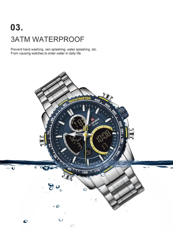 Naviforce Men Watch Top Luxury Big Dial Watch Watch Mens Chronograph Quartz.