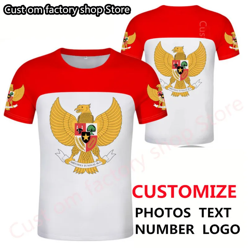 INDONESIA camiseta diy gratis nombre personalizado número idn camiseta nación bandera id país república indonesio imprimir p o 0 ropa 220616