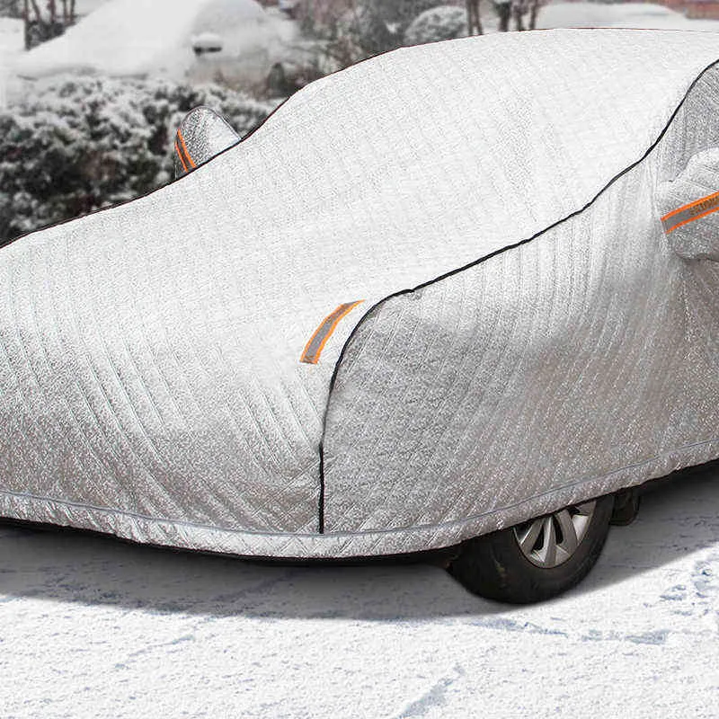 YIKA Full Car Cover Winter Plus Super Thief Custodia addensata impermeabile Parasole Neve Protezione esterna Proteggi Indoor Outdoor H220425