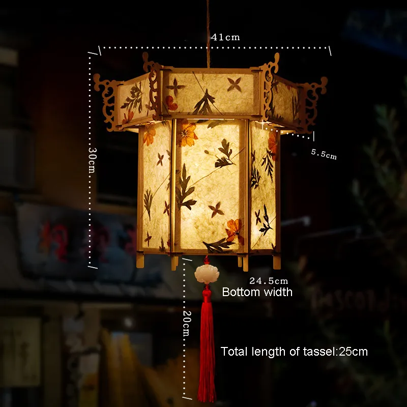 Bricolage lanterne chinoise rétro lampe en papier décoration fleur brillant s Festival fête décor Lampion 220531