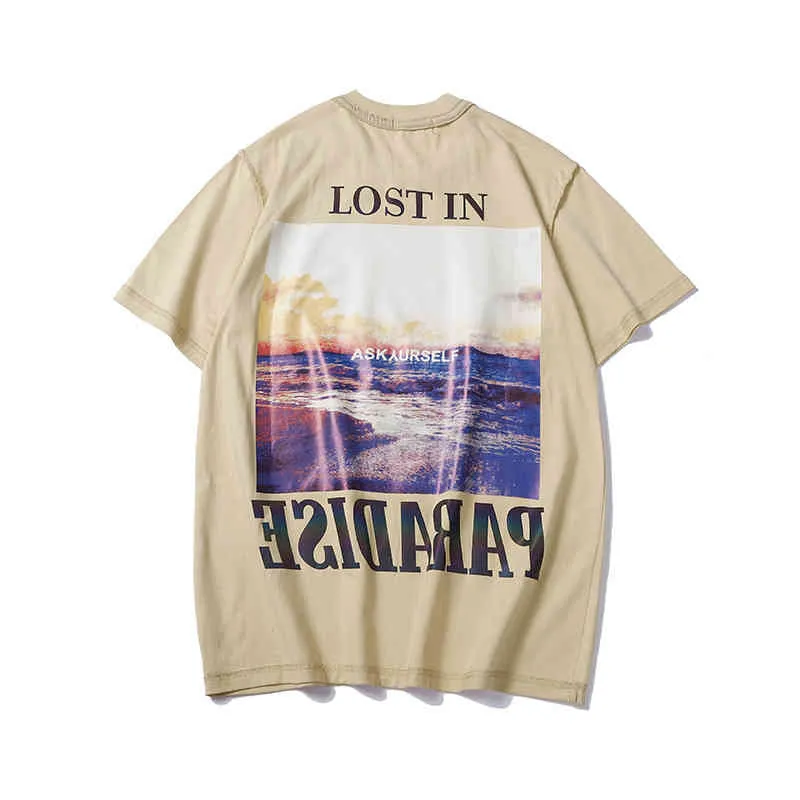Nieuw ontwerpmerk heren mode Amerikaanse high street california foto golf reflecterende print korte mouw mannen zomer strand losse t-shirt vrouwen