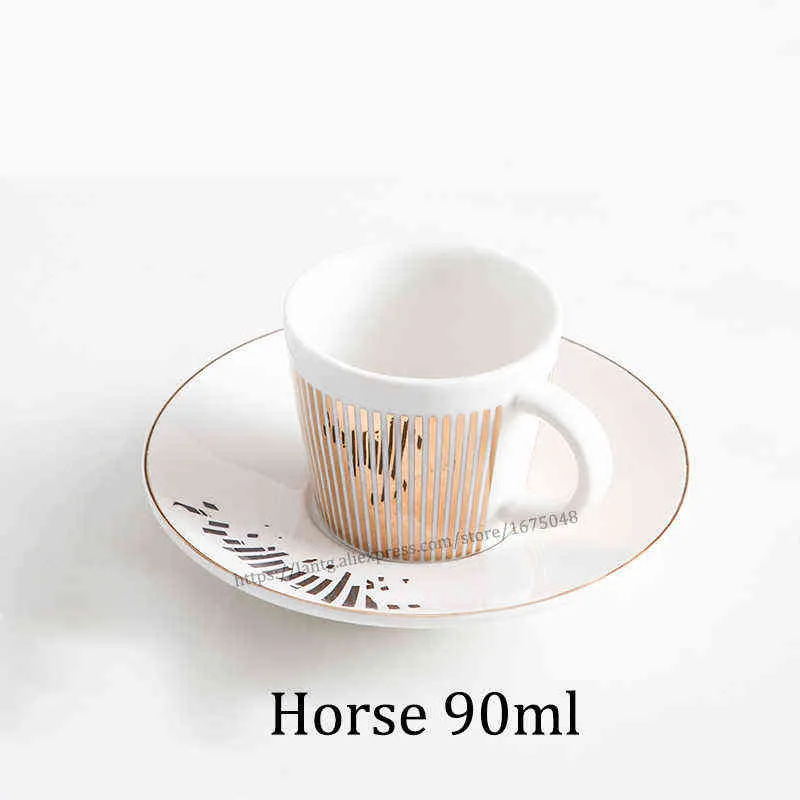 Creativo Cavallo Anamorfico Tazza Specchio Riflessione Tazza Colibrì Tazza Luycho Caffè Set da tè con sottobicchiere 90ml-220ml Y2205113006