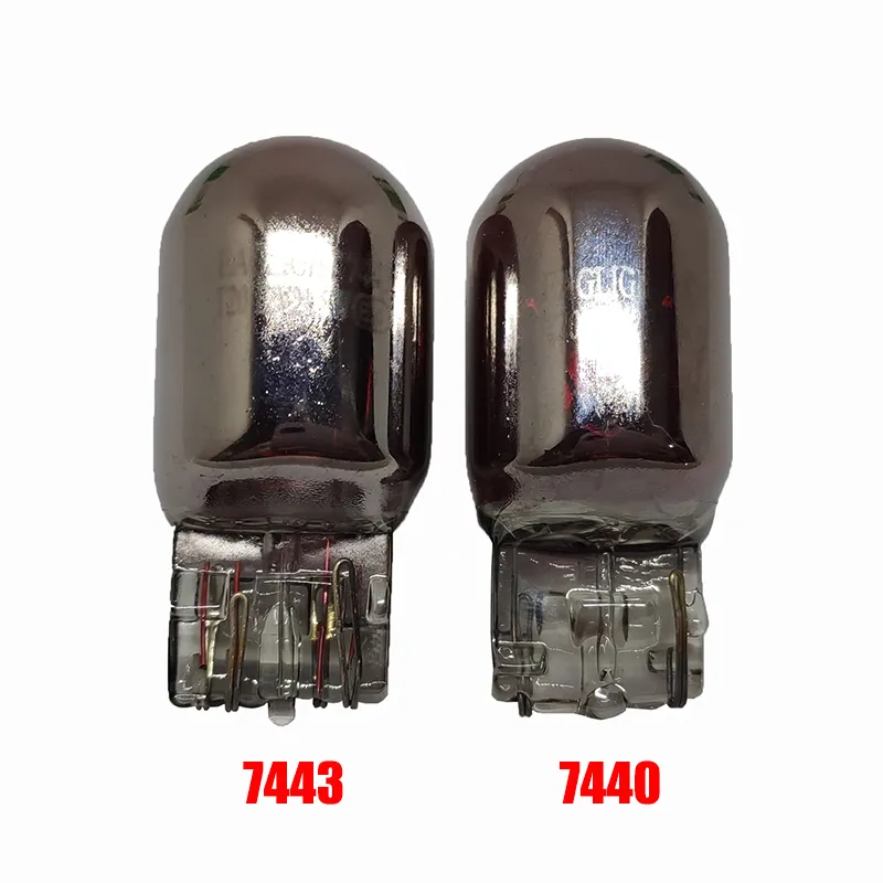 Nouveau 2 pièces T20 7440 7443 W21W W21/5W ambre rouge argent/Chrome Auto halogène feux de freinage arrière lampe de conduite de voiture clignotants ampoules