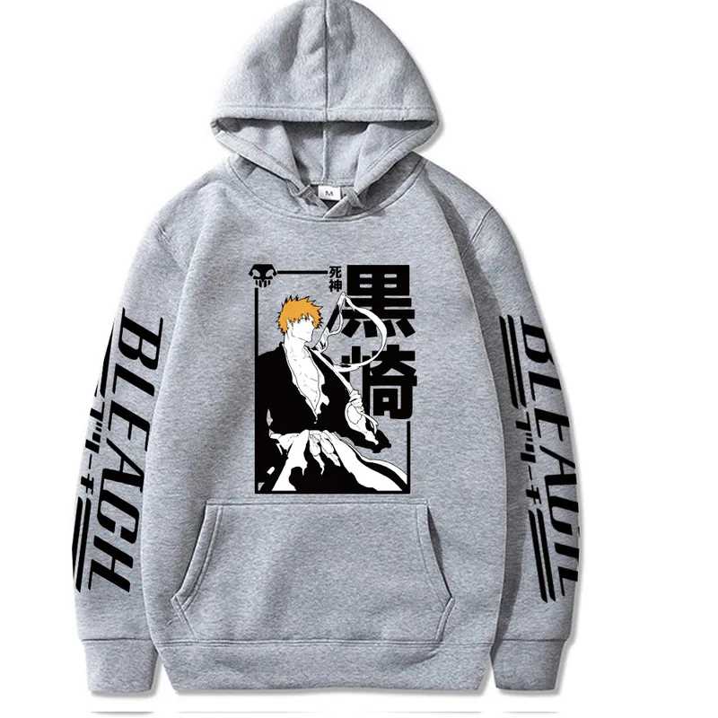 Felpa con cappuccio Anime Bleach Kurosaki Ichigo Felpe stampate Uomo e donna Pullover sportivo casual Top 220406