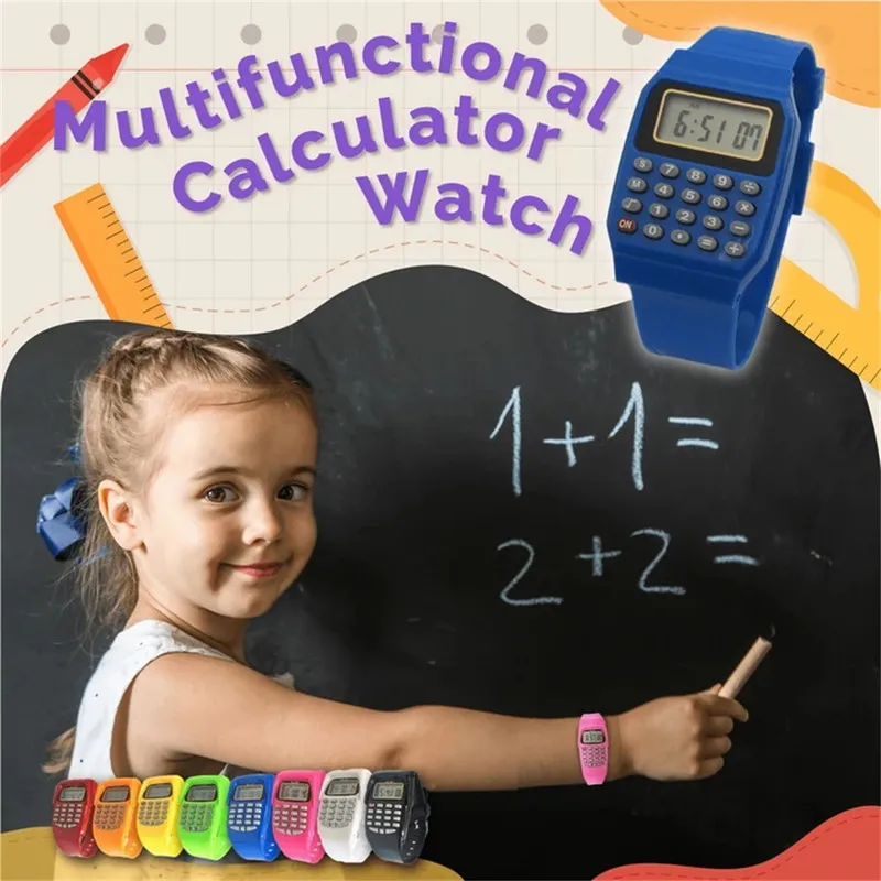 Children Watch Multi-Purpose Kids Electronic Calculator Wrist Fashion Silicone Date For Drop 220510
