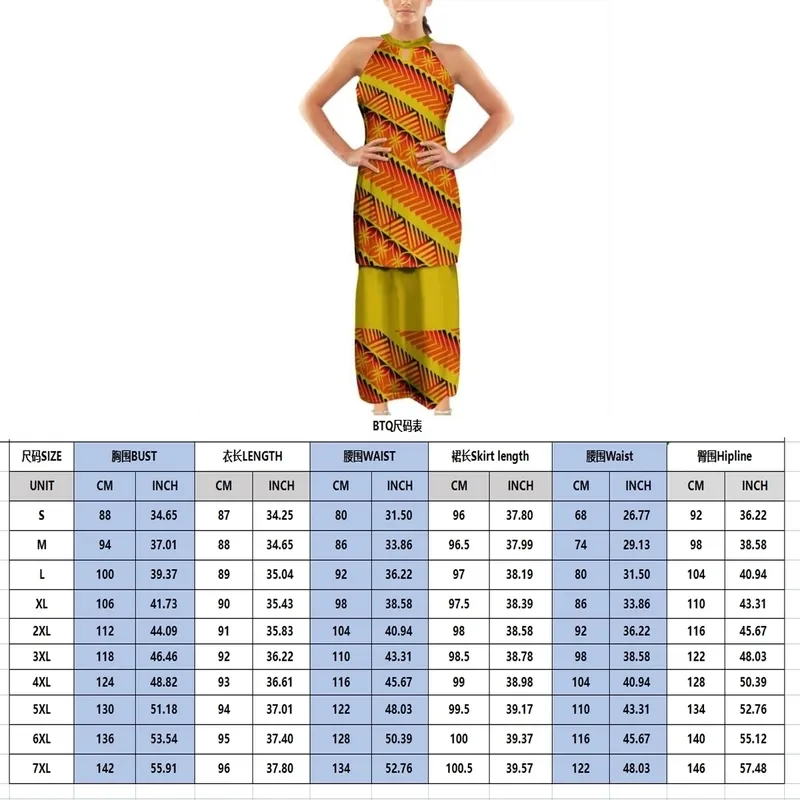Летнее зеленое платье без рукавов для ужина в полинезийском самоанском стиле, платье-пулетас, большой размер 7XL, верхняя юбка для больших людей, комплект из 2 предметов 220706