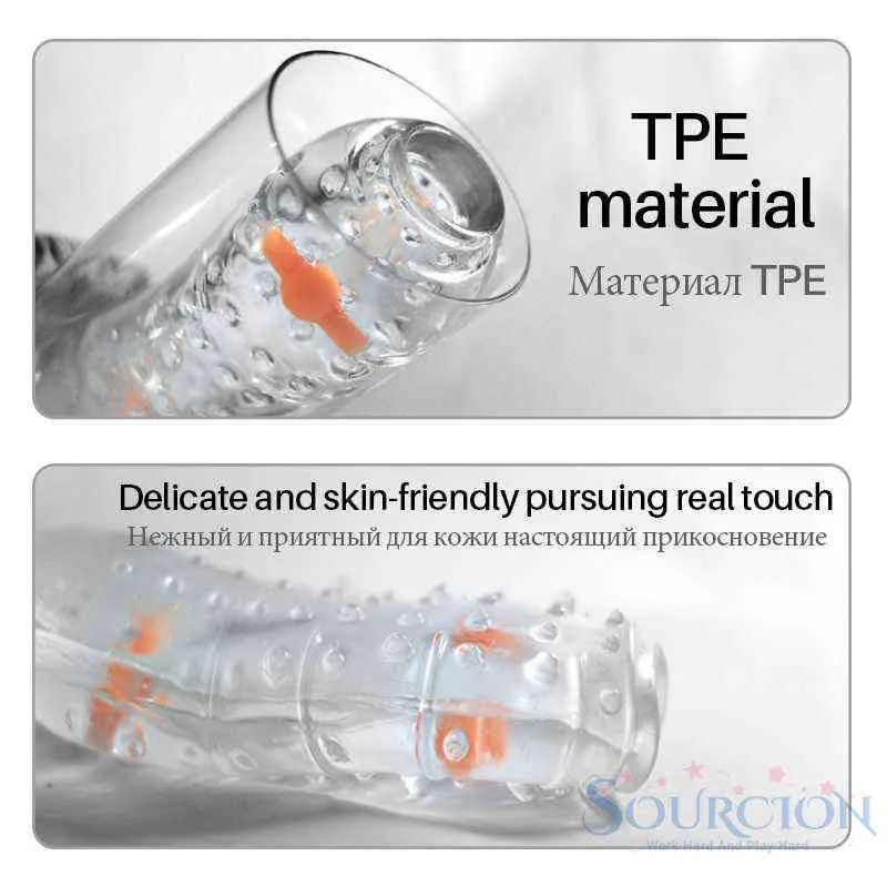 NXY Sex Men Masturbators Sourcion Male Cup Transparent Realistic Vagina Dual Channel Adult Toy for 0412