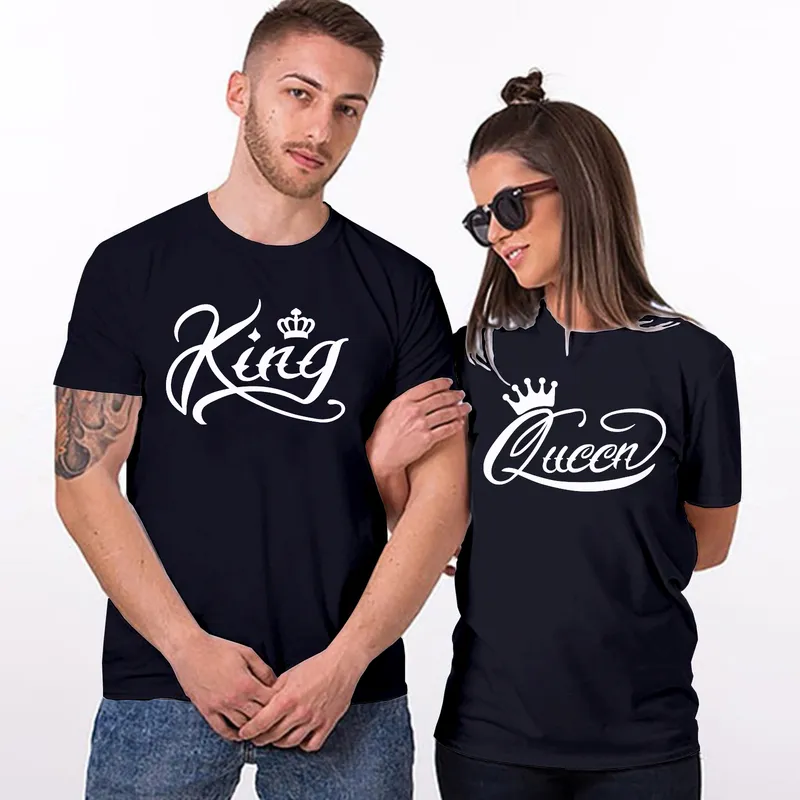 T-shirt personalizzata 3D coppie Moda King And Queen Street Style 2-pec Magliette Uomo Donna Casual Tee Oversize 6XL Dropship all'ingrosso 220619