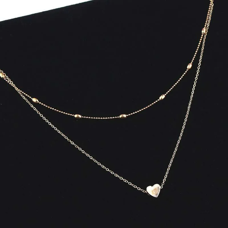 Pendant Necklaces Multi Layer Tiny Small Heart Moon Choker Necklace For Women Gold Color Short Chain Collar Jewelry GiftPendant2784