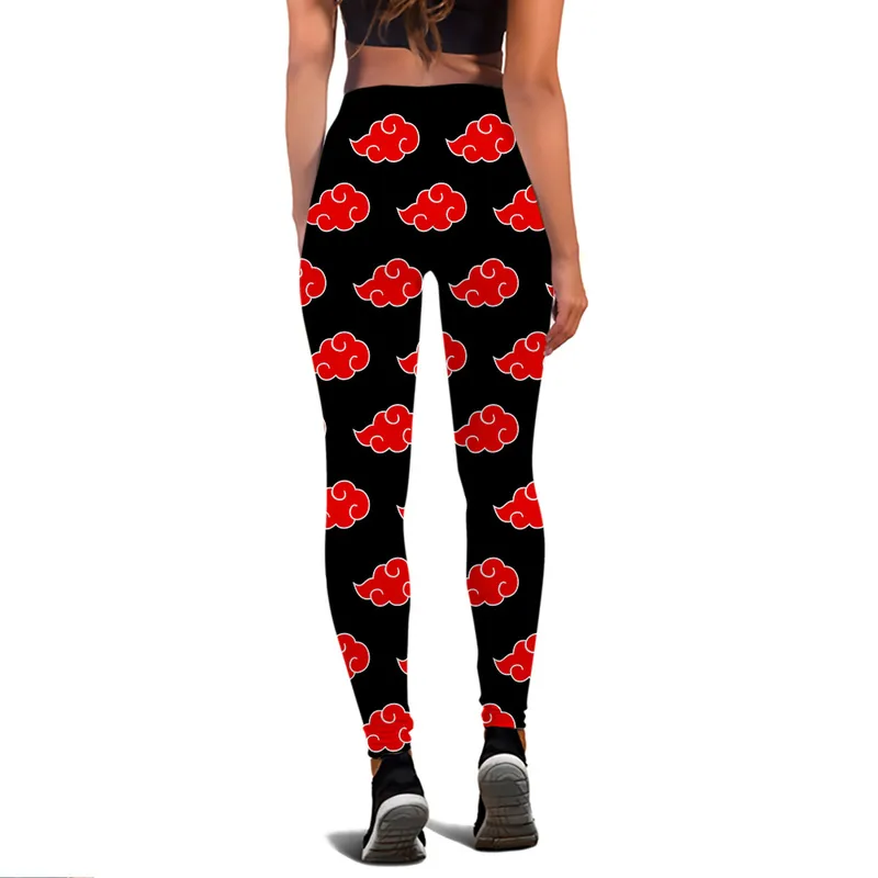 نساء Legging Akatsuki Red Cloud Pattern Print High Cerist Leging Legging Ender for Idour Litness Push Up Brouters W220616