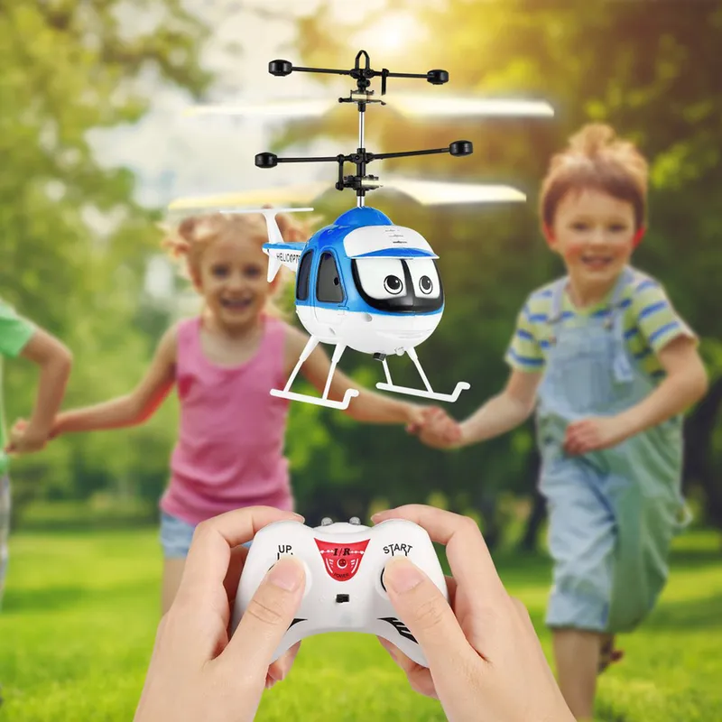 Mini RC Helikopter İndüksiyon Uçan Oyuncaklar USB Ücretli Karikatür Uzaktan Kumanda Drone Kid Uçak Kapalı Uçuş 220713