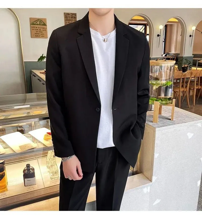 GODLIKEU Casual Loose Men Blazer Korean Fashion Black Suit Top Long Sleeve Cardigan Jacket Clothing 220514