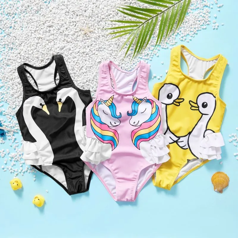 Costume da bagno ragazza 2 8Y Bambino Neonate Costumi da bagno Costume da bagno bambini Bambini Tankini Costume da bagno Unicorno Beachwear SW369MIX 220530