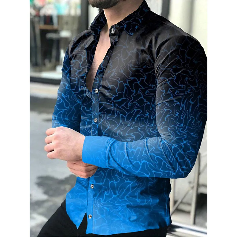 Autumn Fashion Luxury Social Men Shirts Turndown Collar Button Button Shirt Casual Dots Print lange mouwen Tops Mens kleding Cardigan 220810