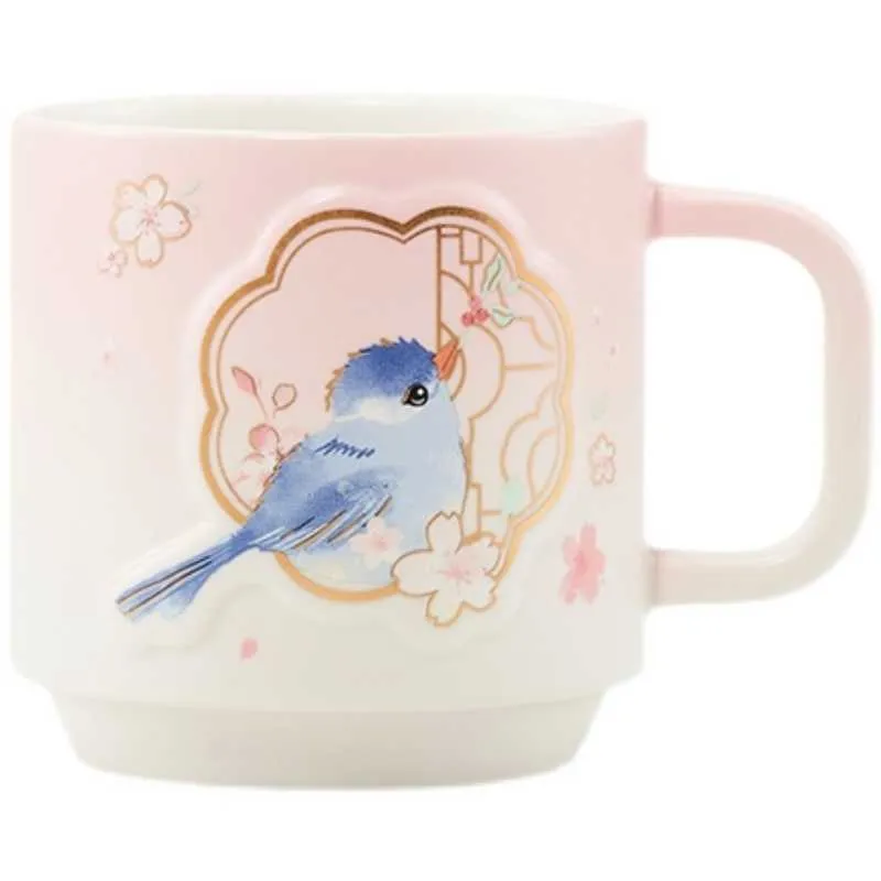 Cherry Blossom cup 2022 cherry blossoms bloom with the fragrance of birds and flowers glass straw insulation Cup teapo21557355290231
