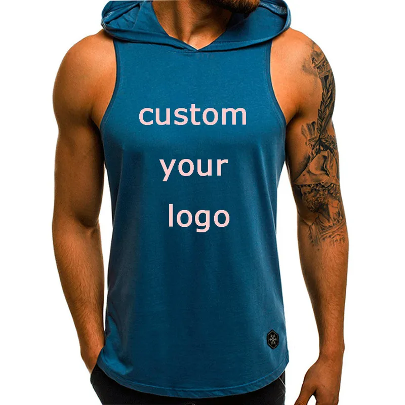 Custom Summer Men Tank Top Bodybuilding Sleeveless T Shirts Muscle Cool Hoody Tops Gym Sport Slim Fitness Vest 220614