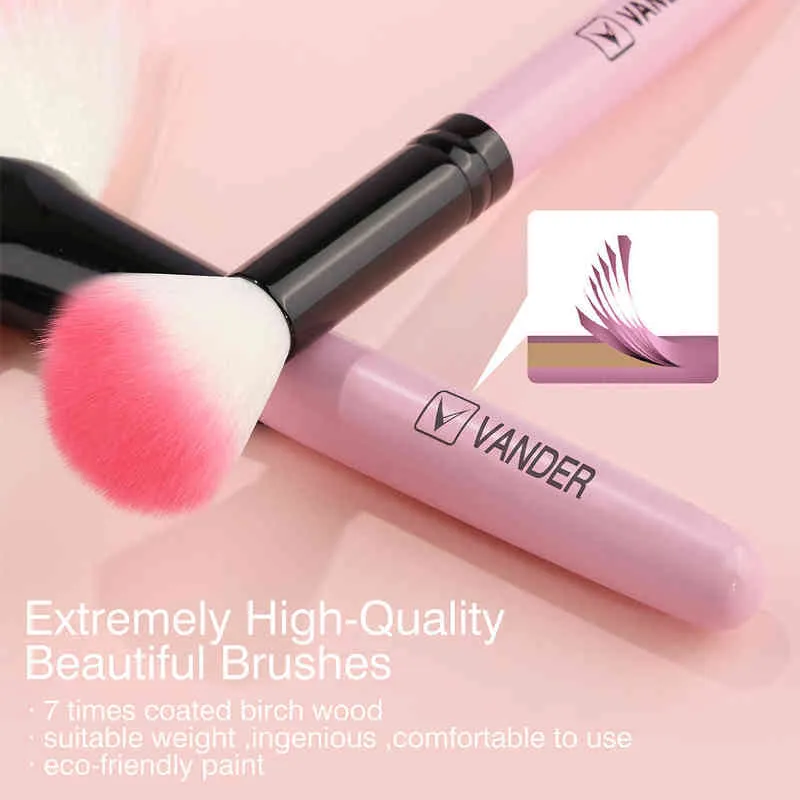 NXY Makeup Brushes Pro Högkvalitativa Naturliga Syntetiska Hårögon Skuggor Läppstift Pulverborste Set Verktyg Kit Rosa 0406