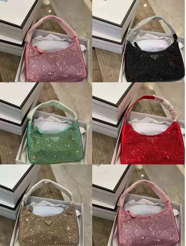 neue Kristall-Hobo-Unterarmtasche, Strass-Tasche 2000, riesige Flash-Einzel-Umhängetasche, Bling voller Diamanten in