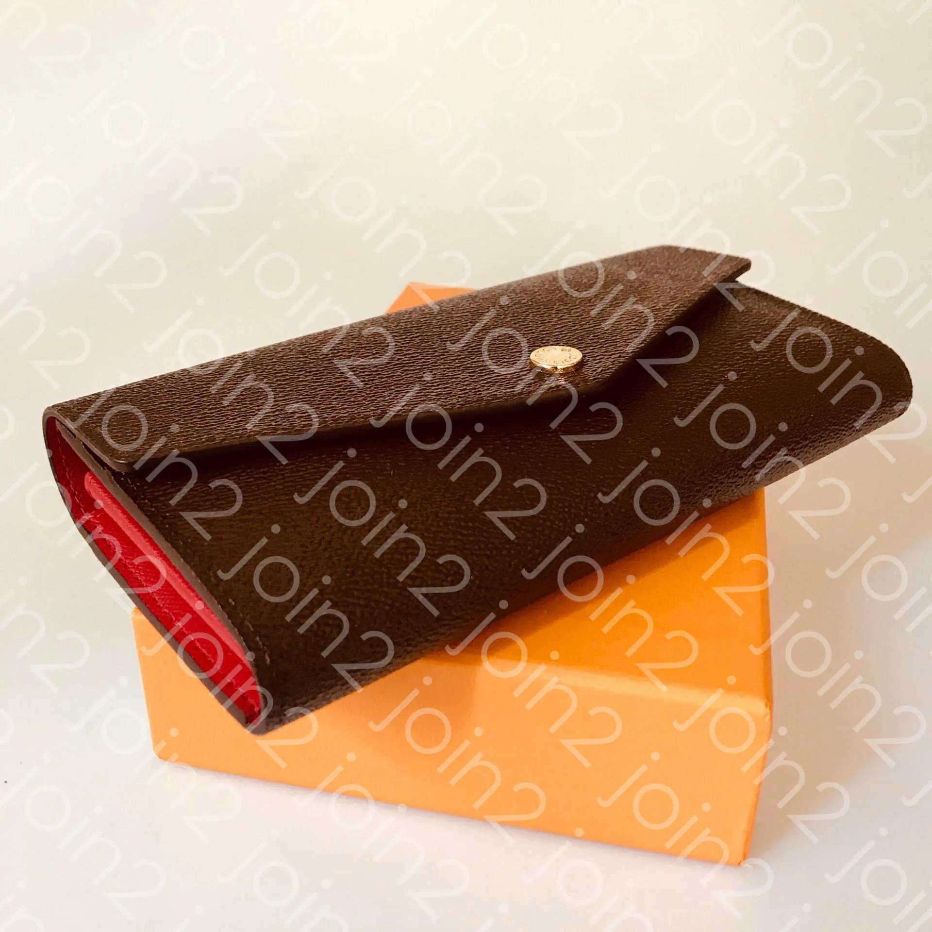 PORTEFEUILLE SARAH Wallet Hoge kwaliteit Womens Fashion Envelope-stijl Long Wallet Card Holder Huls iconisch bruin waterdicht canvas 229V